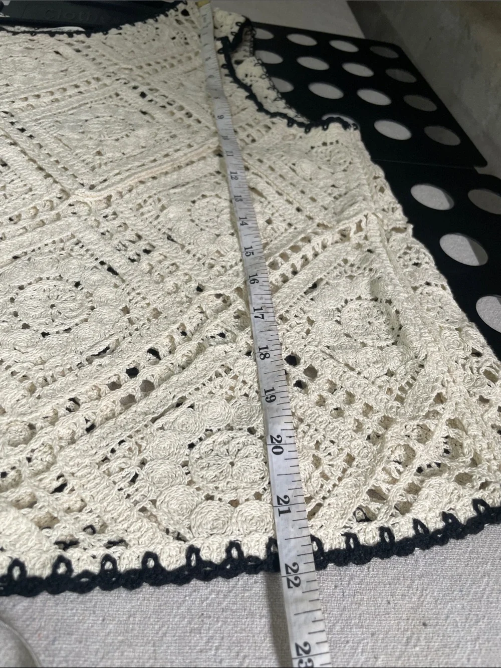 Crochet Lace Tank Top - Cream with Black Trim - Picture 5 of 5